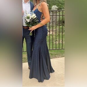 Elegant Navy Blue Prom Dress